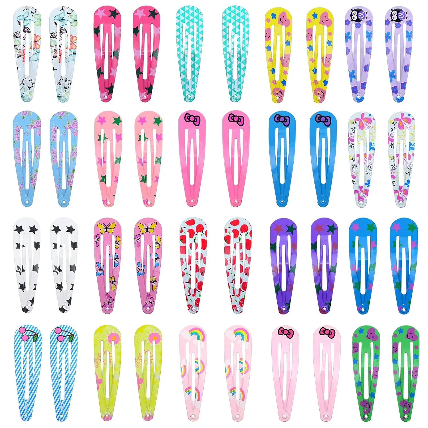 40 count Printed Snap Hair Clips for Girls' 2 Inch Barrettes for  Teens Women (mix)