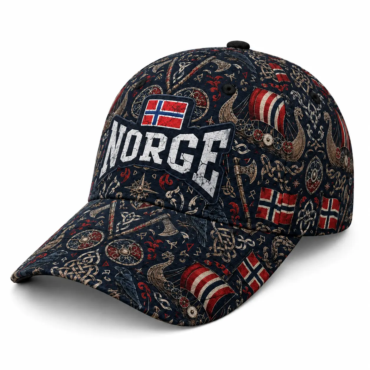 Norway Baseball Cap, Black Viking Rune Flag Graphic Hat, Adjustable Snapback Outdoor Casual Sports Fan Cap,back-to-school style,hiphop,sport gym,sporty geometric design,summer fits,summer festival,daily casual style,unisex streetwear,2026