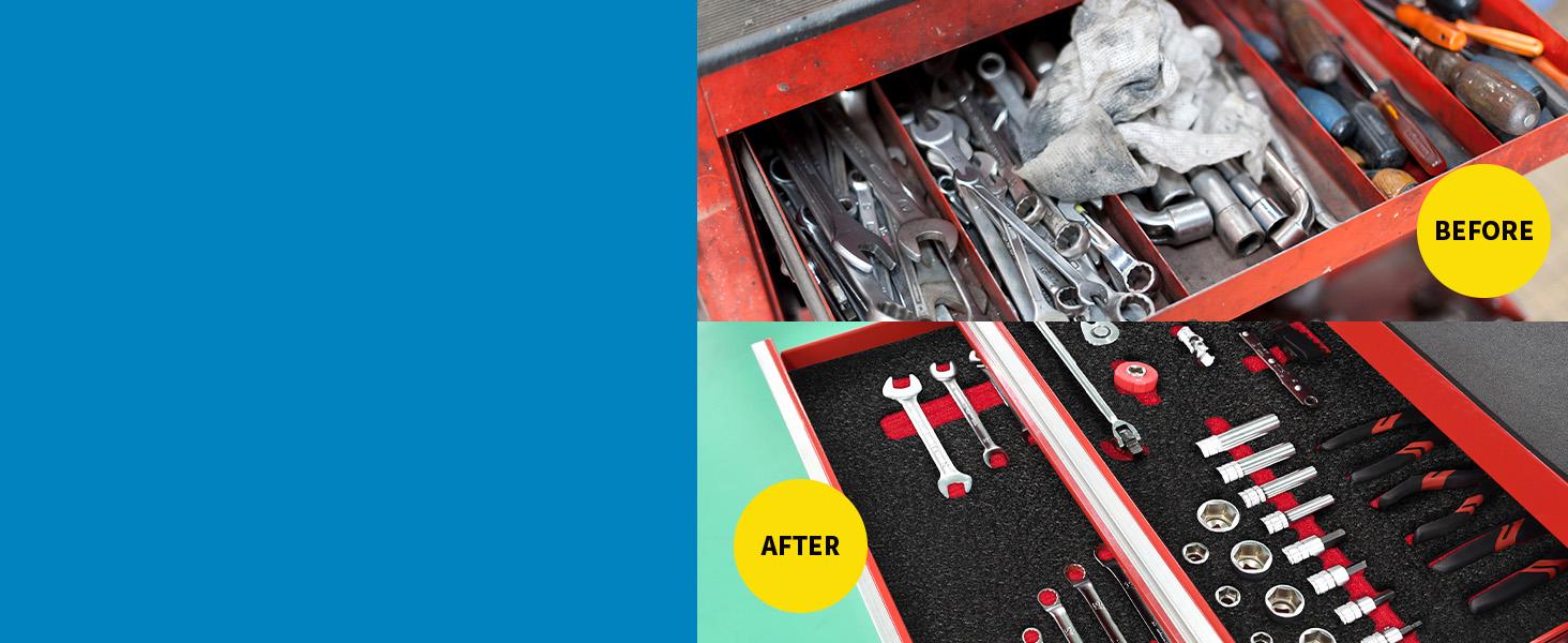 Tool Box Foam - Protective Inserts for, Polyethylene Tool Foam for, Cushion Insert for Toolboxes - 18" Black/Green (3 pack) Tool Box Foam - Protective Inserts for, Polyethylene Tool Foam for, Cushion Insert for Toolboxes - 18" Black/Green (3 pack)