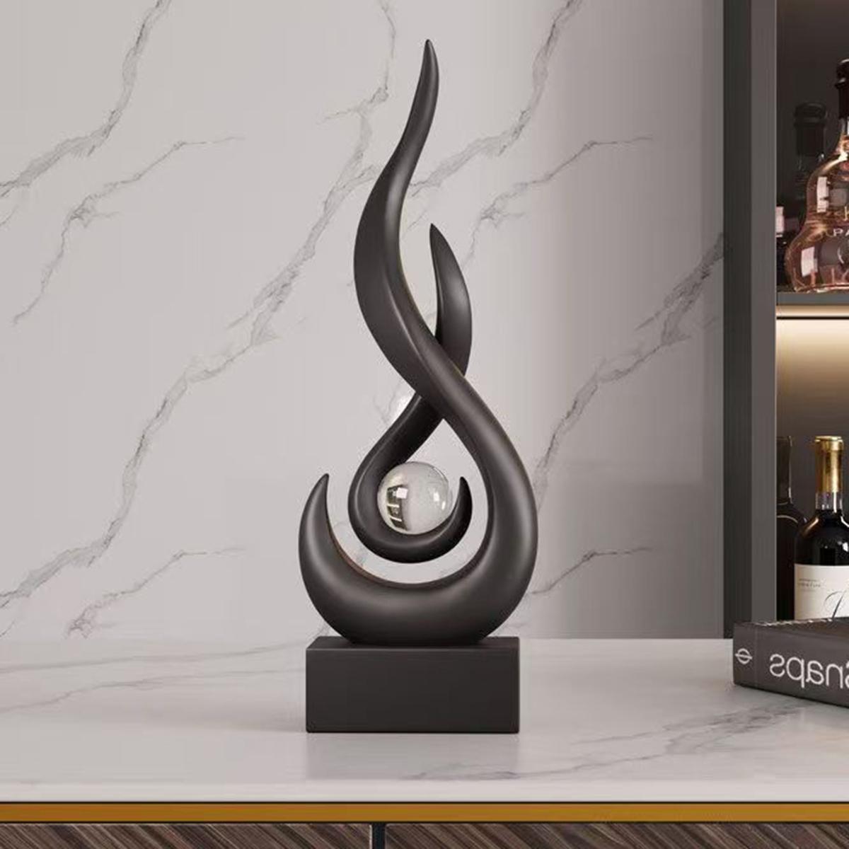 Abstract Flame Design Resin Ornament, Resin Sculptures, Modern Art Home Decor, Unique Desktop Decoration, Suitable for Living Room and Office
