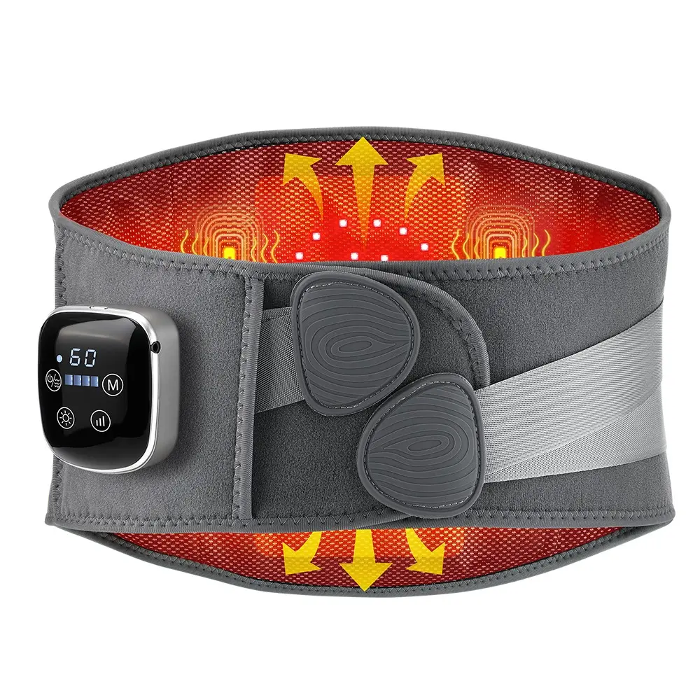 4-in-1 Back Massager Belt, Vibration+EMS+Red Light Heat+Moxa, 81 Combos, 5 Heat Levels 40-60℃, Gift for All