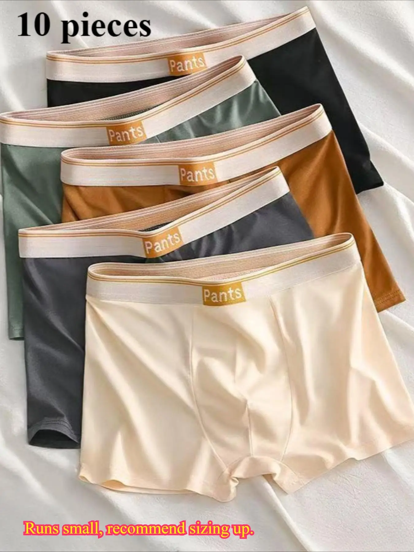10 Pieces Men's Boxer Shorts in Simple Letter Design, Fashionable Breathable Casual Underwear Boxers for Teens and Adults, Comfortable Home Sleepwear, Menswear