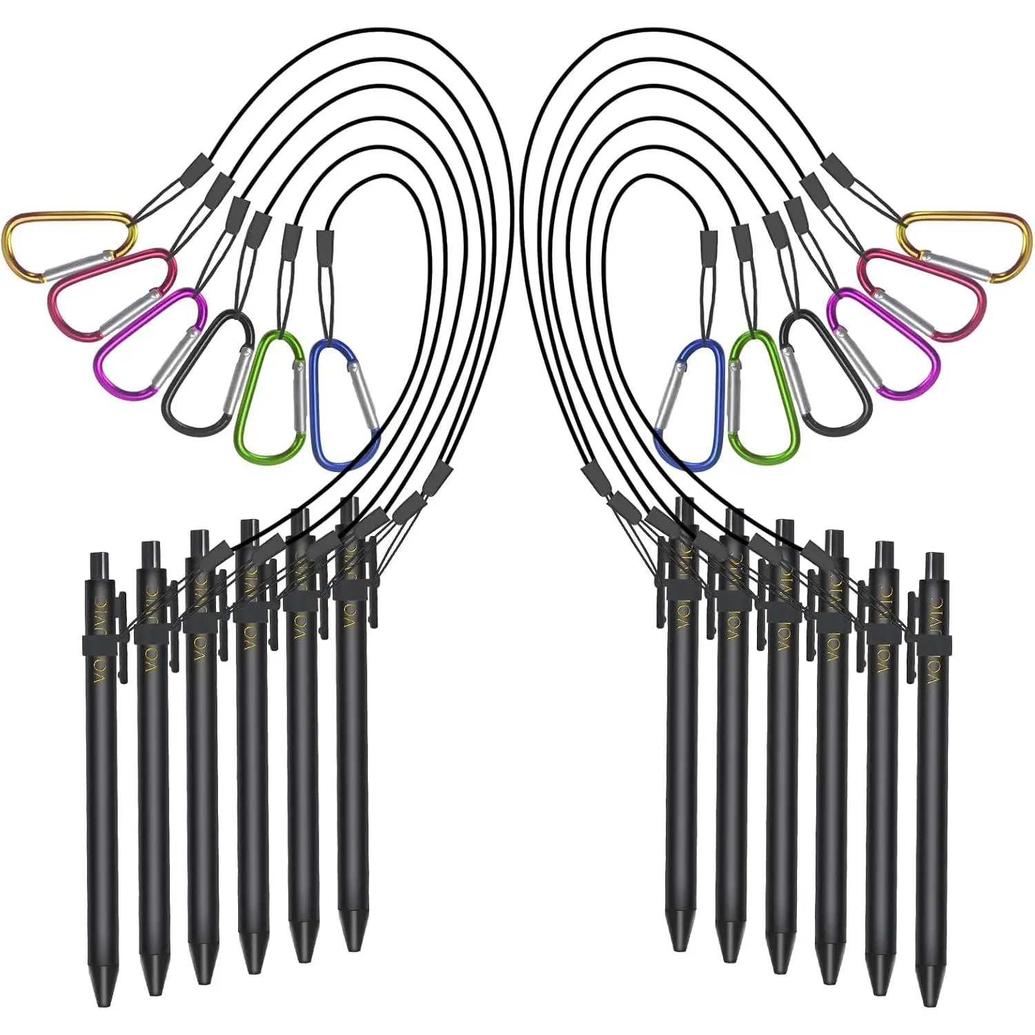 Braided Pen Lanyard Set, 12 Sets Pen Leash Pencil Pen Necklace Clipboard Pen Holder Attachment, Black Ink