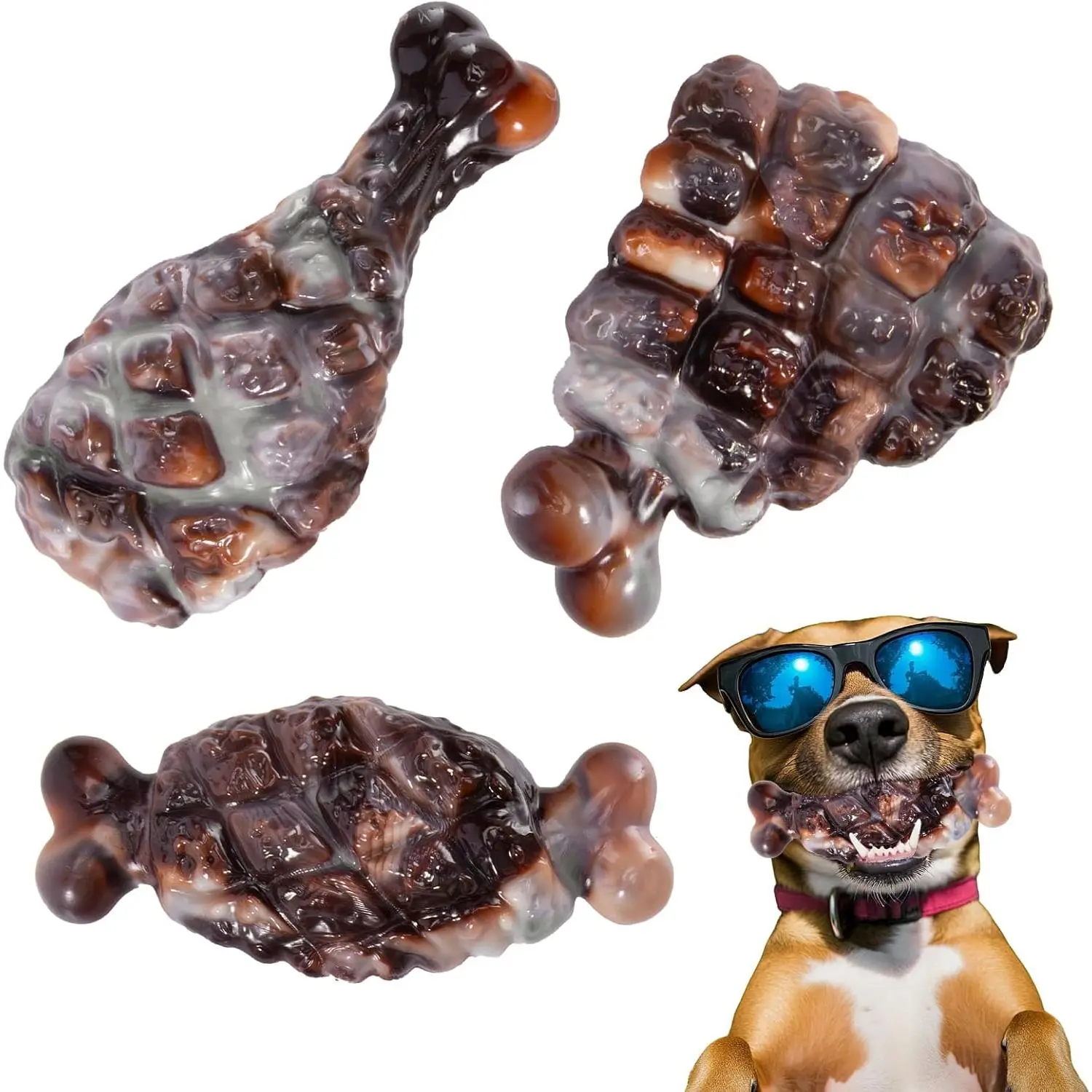 Indestructible  Toys for Aggressive Chewers 3 Pack, Tough   Toys for Aggressive Chewers Medium and Large Breeds, Durable   to Keep Them Busy, Bacon Flavored