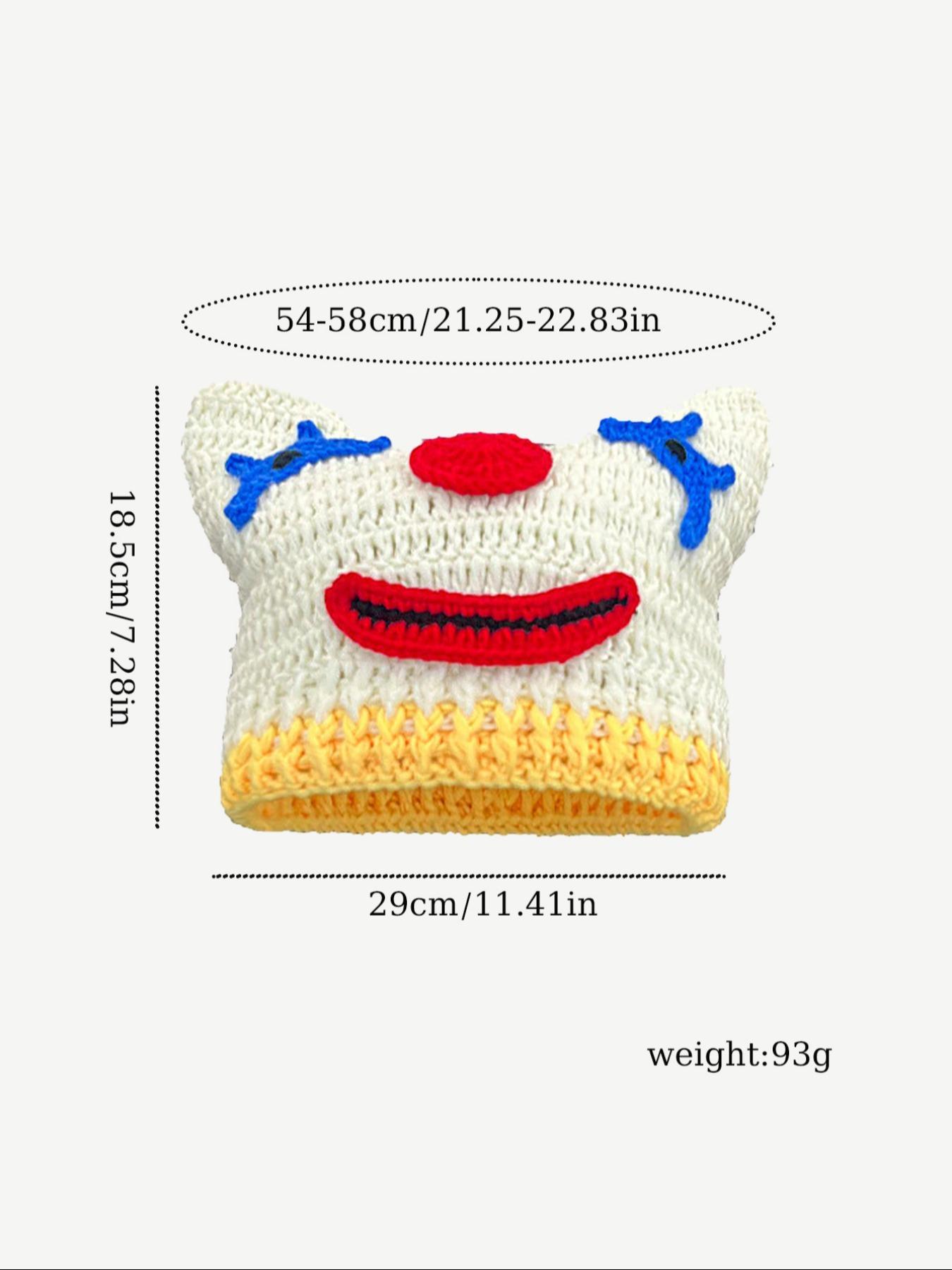 Cute Cartoon Clown/Panda Design Beanie Hat, Casual Thickened Windproof Braided Crochet Warm Knit Hat for Fall & Winter, Fashion Accessories for Both Men & Women, Animal Hats