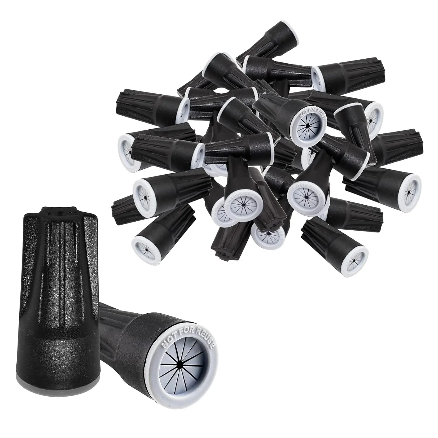 50 Pieces Waterproof Wire Connectors, Medium Waterproof Wire Nuts Black Direct Burial Wire Nuts for Outdoor Landscape Lighting, Irrigation Valves, 0.93 x 0.47 Inch