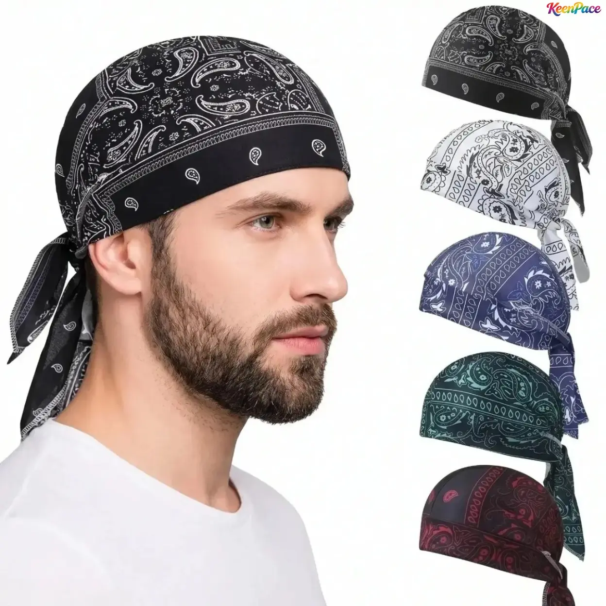 Unisex Bandana-Style Headbands (5-Pack), Adjustable Moisture-Wicking Breathable Helmet Liners, Anti-Sweat Sport Hair Accessory for Outdoor Workout, All Seasons Sports & Daily Wear