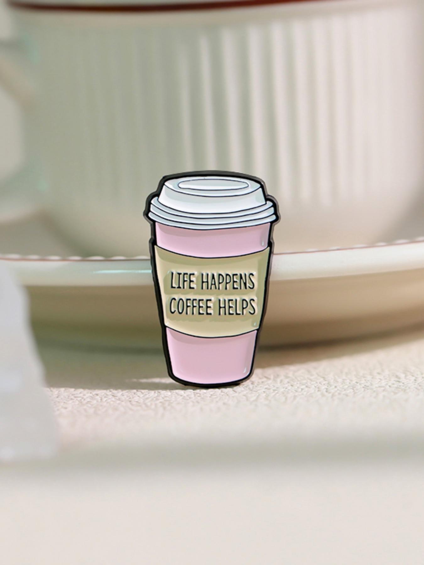 Cute Coffee Cup & Letter Pattern Brooch, Fashion Casual Versatile Alloy Brooch, Daily Clothing Accessories for Women and Men, Fashion Accessory