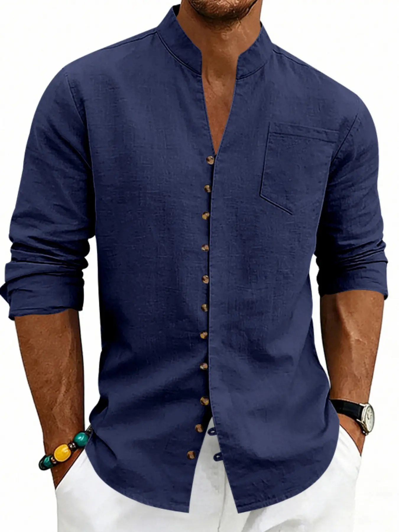 New Men's Vintage Linen Casual Loose Long Sleeve Shirt, Four-Season Fashion, Trendy and Versatile, Perfect for Everyday Wear