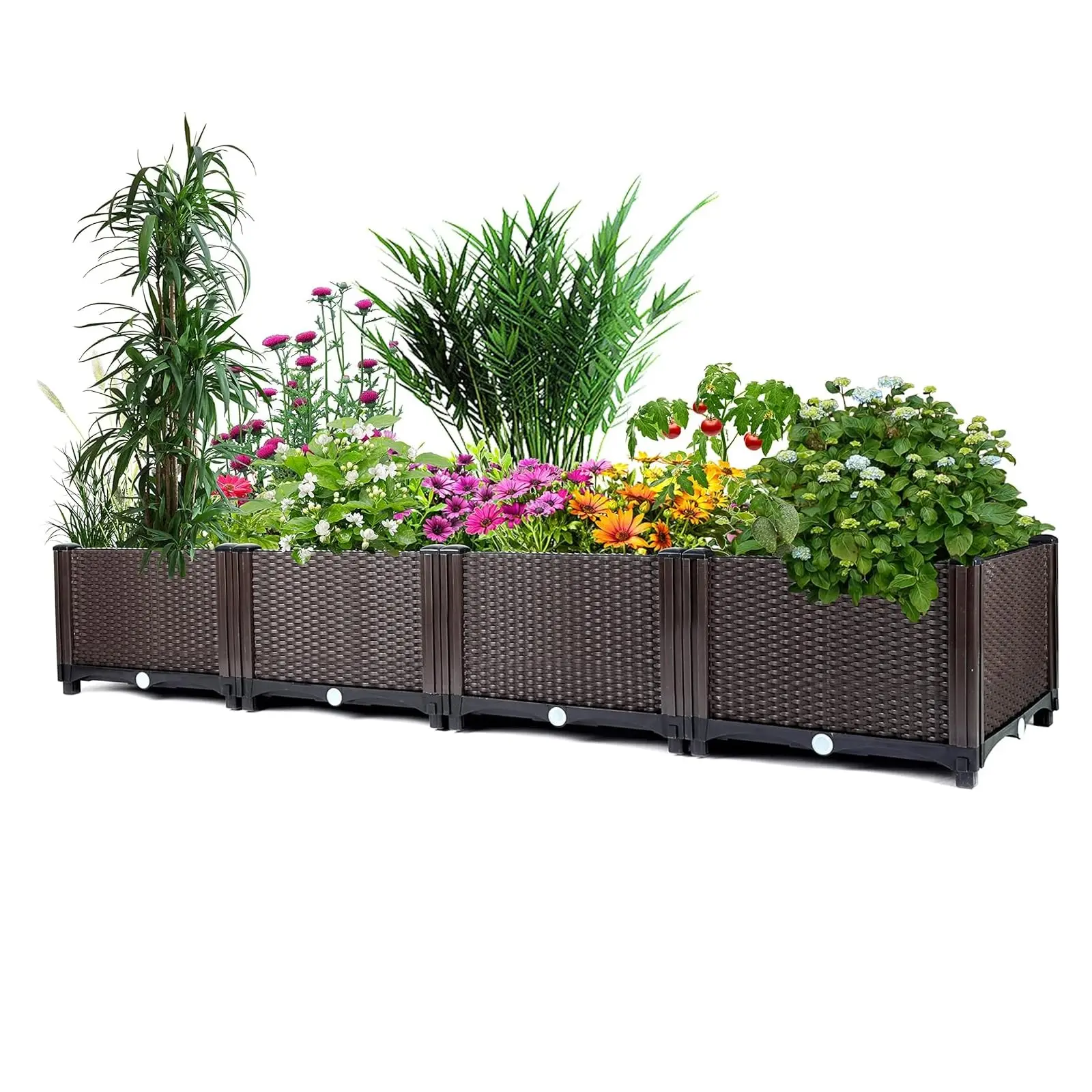 Gaomon Large Raised Garden Bed with Self-Watering System, Elevated Planter Box with Privacy Screen for Patio Balcony, Deep Root Vegetable Herb Flower Pot, Weather Resistant