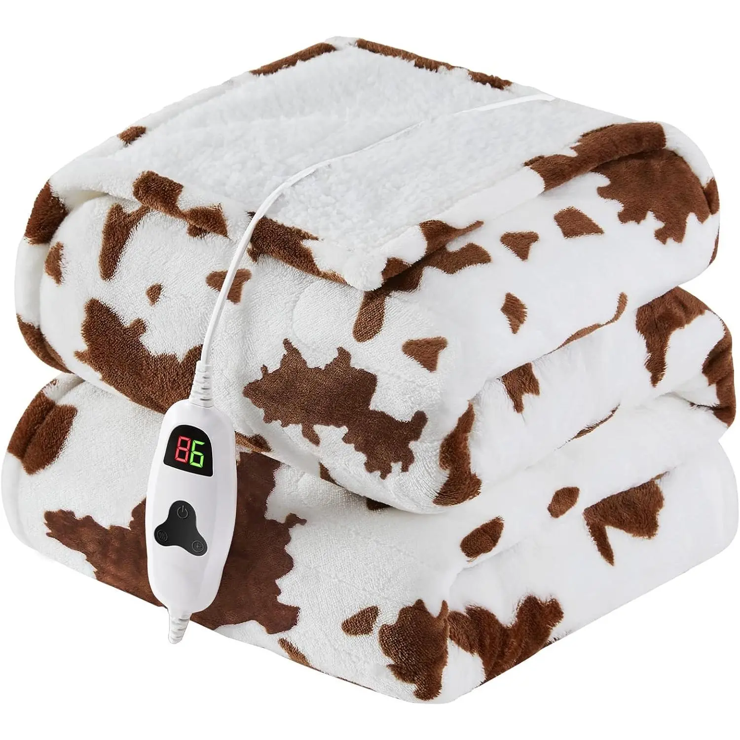 Heated Blanket Throw,Highland Cow Brown Electric Blanket