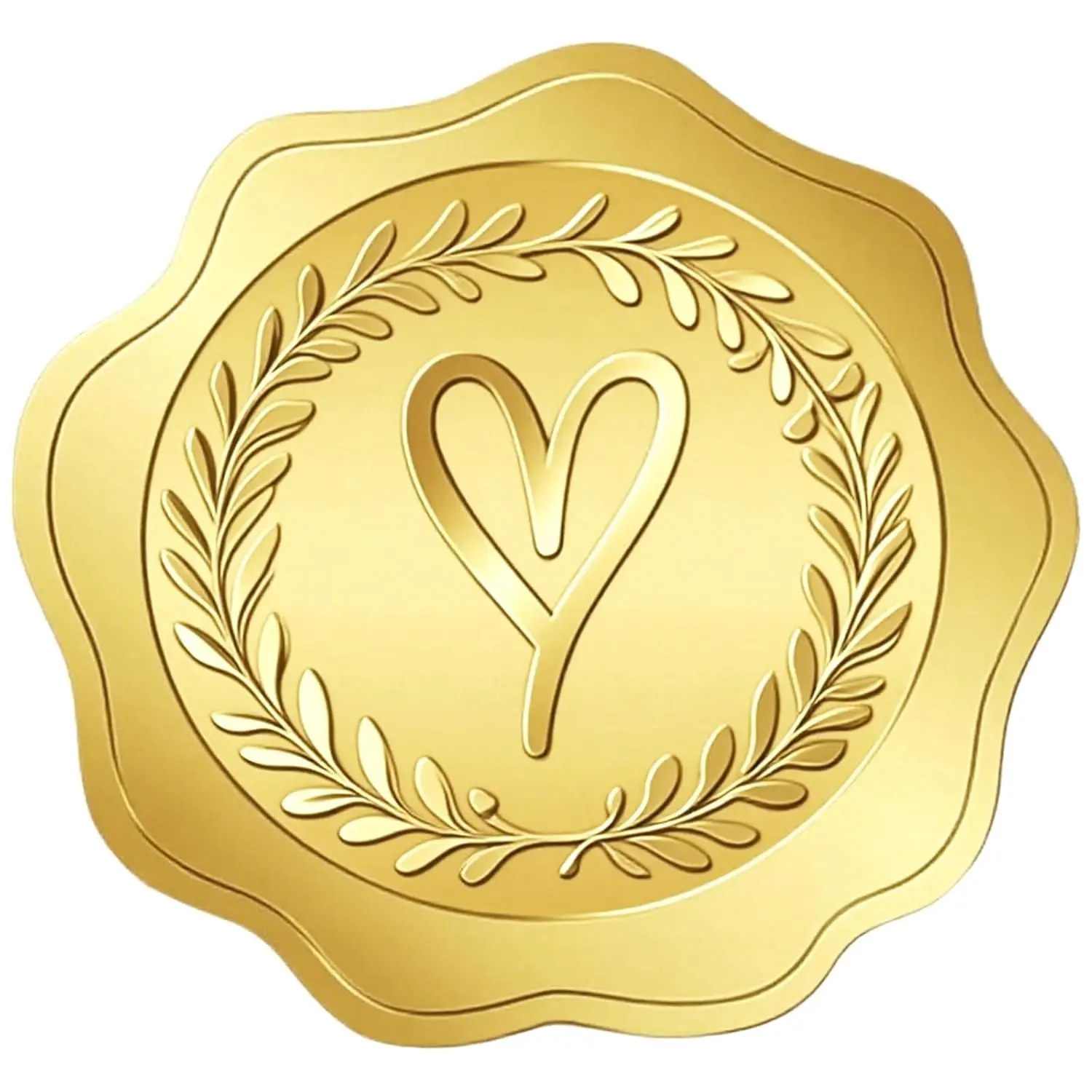 200 count Embossed  Foil Stickers,1.5 in Wax Seal-Like Heart Sticker | with Self Adhesive Envelope Seals,Love  Stickers for Envelopes,Wedding Invitations,Thank You Greeting Cards,Party Favors