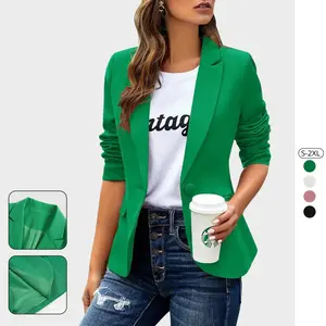 Imily Bela Womens Casual Blazers Long Sleeve Lapel Button Slim Work Office Blazer Jacket Chic Soft Fitted Medium Length Solid Color Basic Blazers Coats for Women's Business Outfits