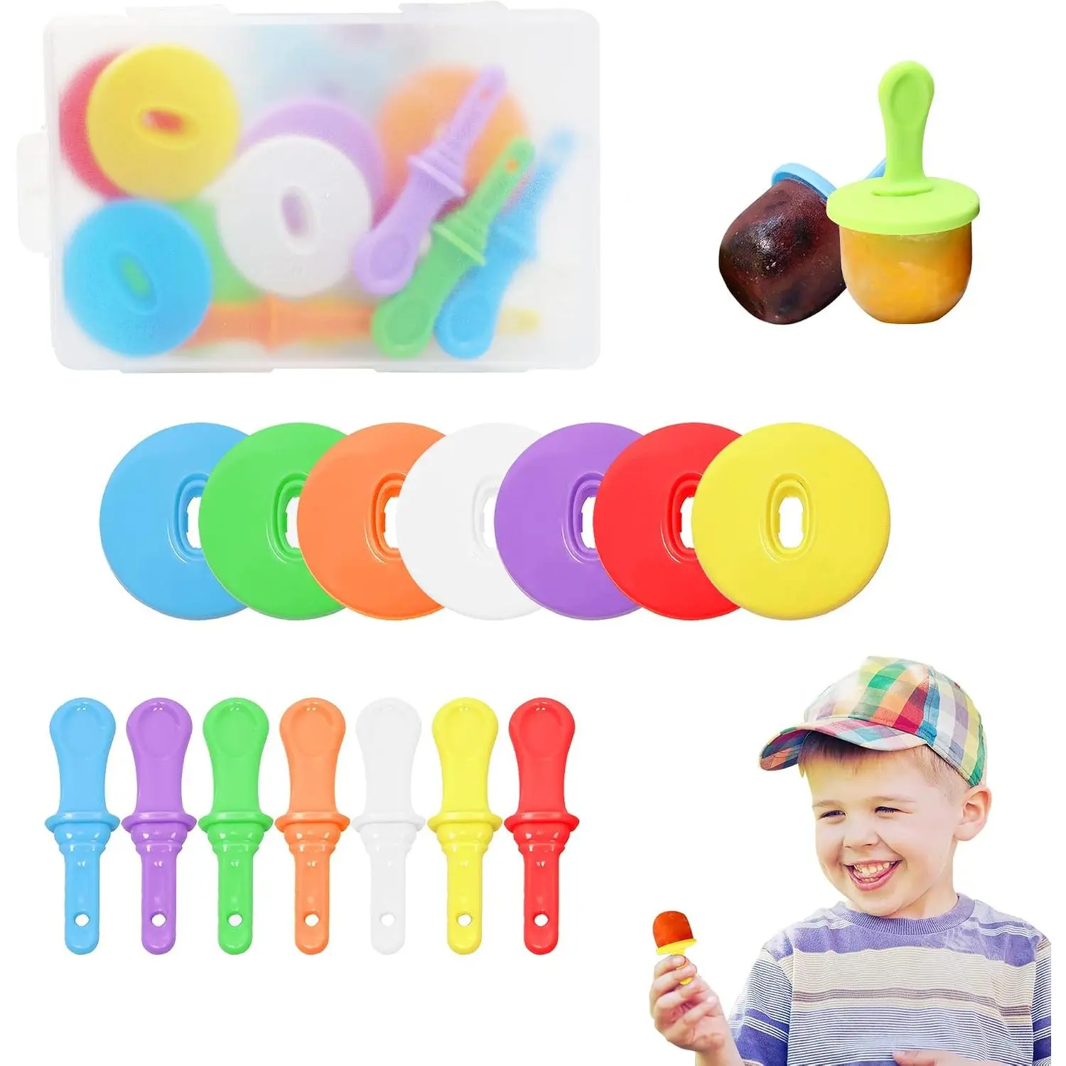 Popsicle Sticks Popsicle Holders Drip Free Ice Cream Sticks Ice Pop Molds Colorful Craft Stick (7 PCS)