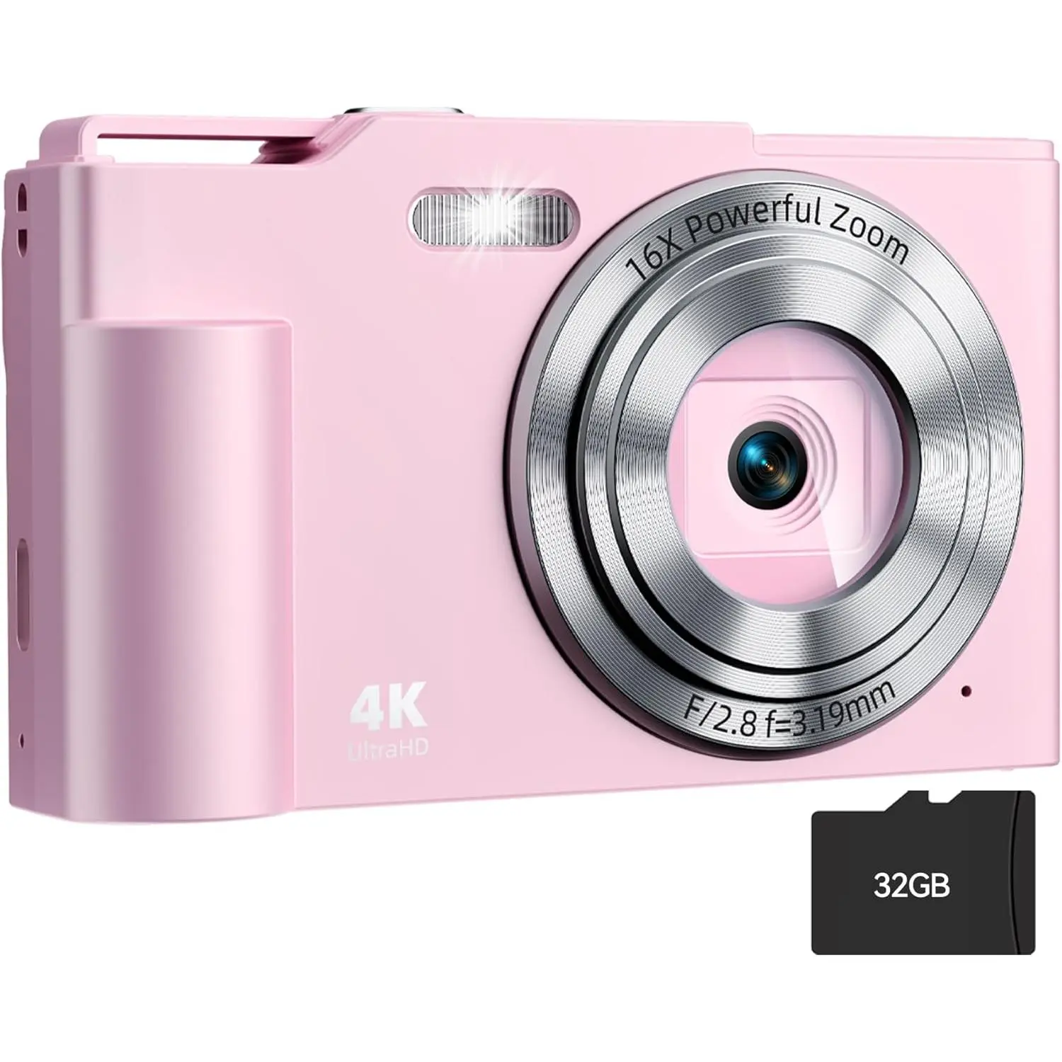 Digital Camera, FHD 4K Digital Point and Shoot Camera with 16X Zoom Anti Shake, 48MP Compact Small Camera with 32GB Card for Boys Girls