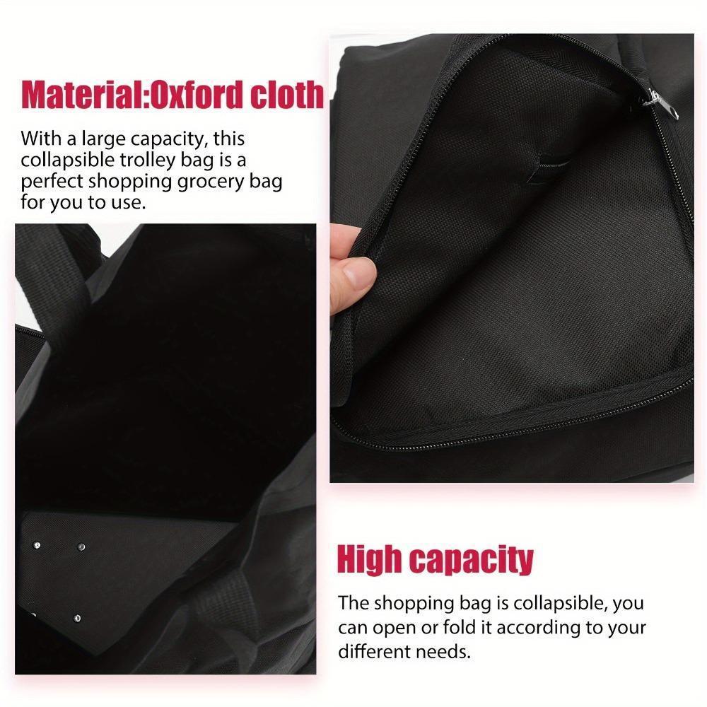Foldable Rolling Shopping Bag with Wheels, Large Capacity Reusable Trolley Tote, Lightweight Space-Saving for Groceries, Laundry & Travel