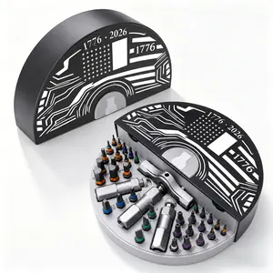 【4th of July Theme】37-in-1 Multi-functional T-Handle Ratchet Screwdriver, 6.2° Ratchet Angle, Ergonomic Streamlined Shape, Comfortable Grip, CR-V Steel Magnetic Bits, Multi-combination Tools, Exquisite Gift Box, Practical Gift for Home & Electronics Repai