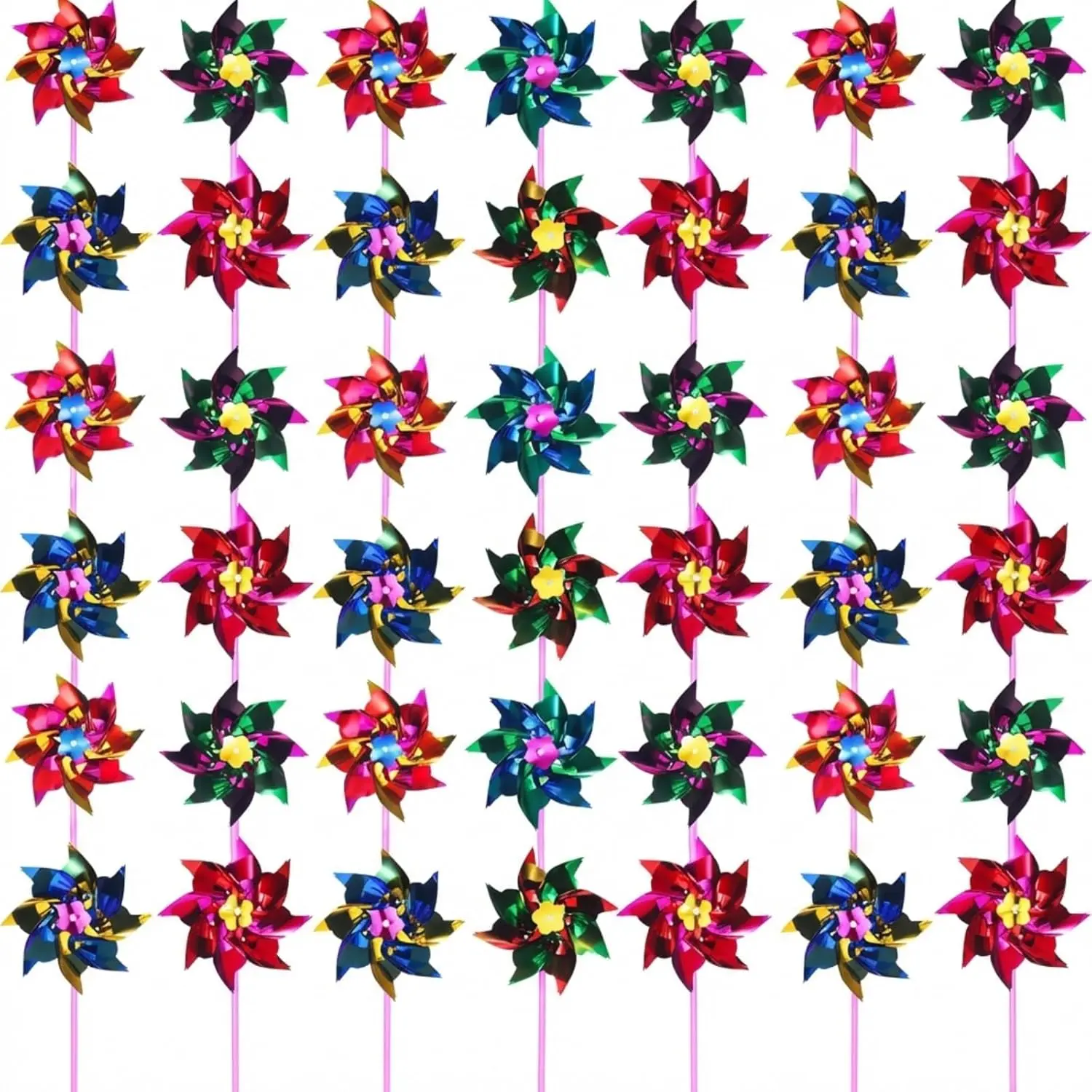 50 Pcs Plastic Rainbow Pinwheel for Kid Party Pinwheels DIY Lawn Windmill Set for Teenagers Toy Garden Party Lawn Decor, Assorted Color