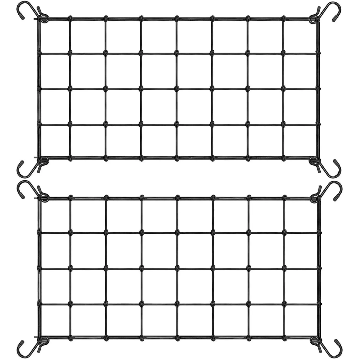 2x4 Ft Elastic Plant Trellis Net - 2-Pack Heavy Duty Garden Support Net with 4 Hooks for Grow Tents, Climbing Vegetables, Fruits & Flowers (Black)