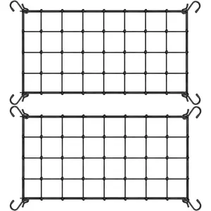 2x4 Ft Elastic Plant Trellis Net - 2-Pack Heavy Duty Garden Support Net with 4 Hooks for Grow Tents, Climbing Vegetables, Fruits & Flowers (Black)