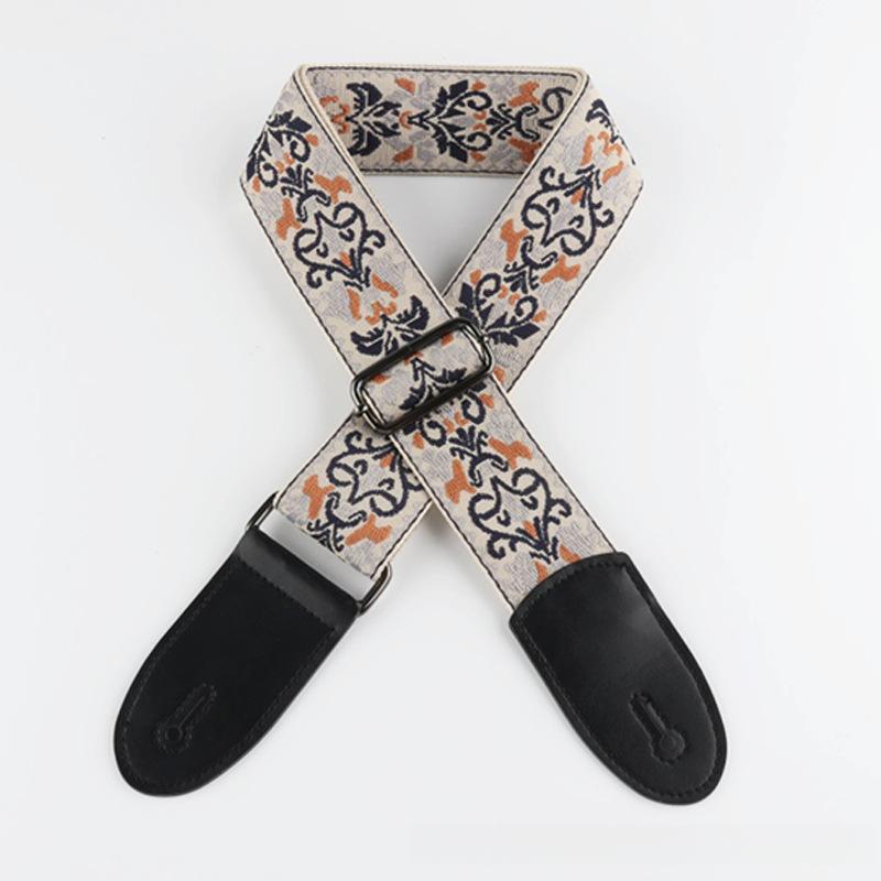 5CM Guitar Embroidered Strap Folk Style Unisex Crossbody Shoulder Strap Crossbody Bass Strap Musical Instrument Accessory