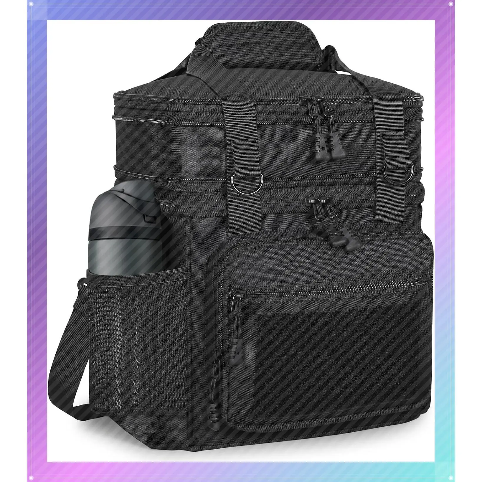 Tactical Lunch Box for Men 16L Expandable Insulated Leakproof Cooler, Holds 12 Cans, Water-Resistant 900D Oxford, Smell Proof, Extra Pockets, Hook-Loop, D-Ring, Shoulder Strap, Work Shift ConstructionGift