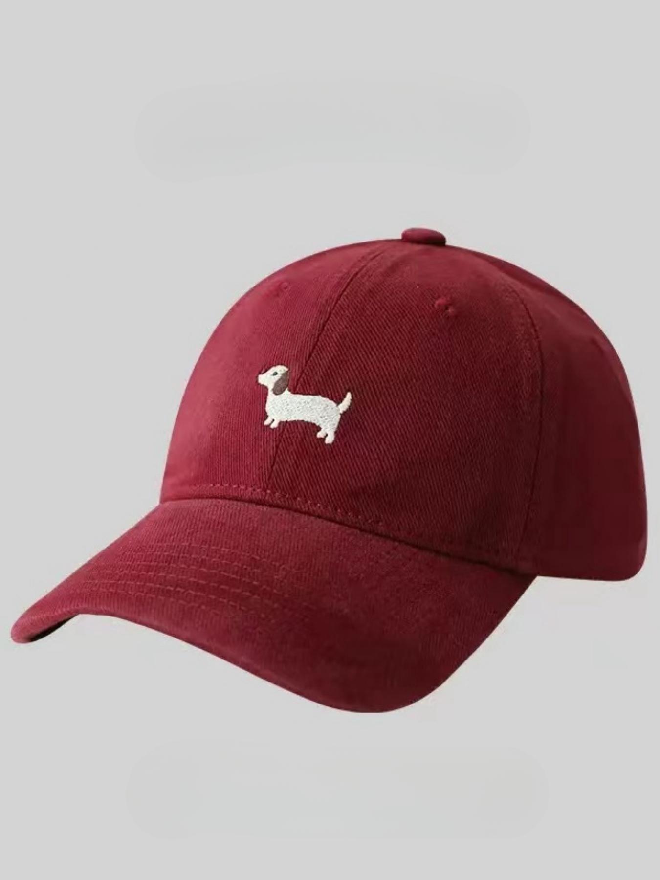Cute Cartoon Sausage Dog Embroidered Baseball Cap, Animal Hats, High-Quality Wide Brim, Casual Fitted Hat for All Seasons, Unisex Fashion Accessory