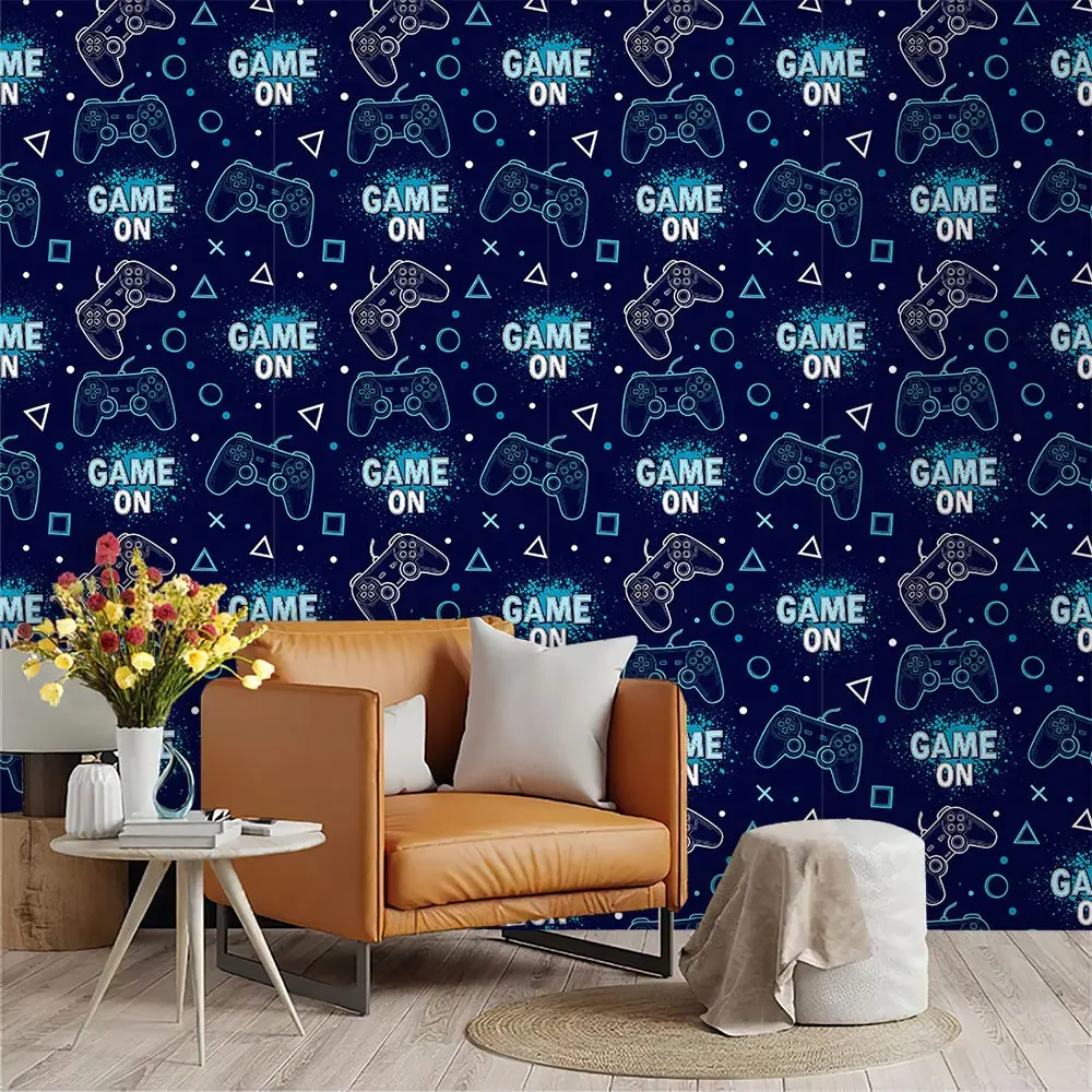 Deep Blue Gaming Wallpaper, PVC Material, Self-Adhesive, Peel and Stick Wallpaper, Mould-Proof, Ideal for Living Room, Kitchen, Bedroom, Wall Decoration
