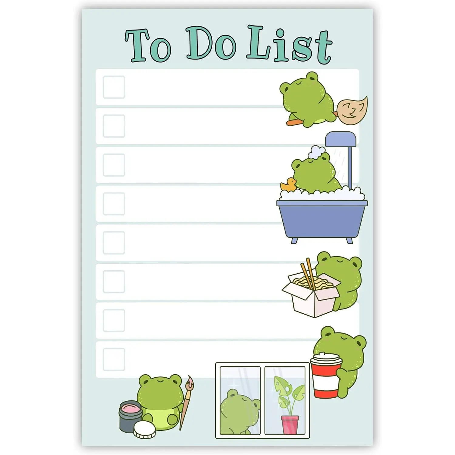 ® Funny Frog Sticky  | Kawaii Novelty Notebook Notepad Note Card | Frogs Lover  | 50 Pages 4x6