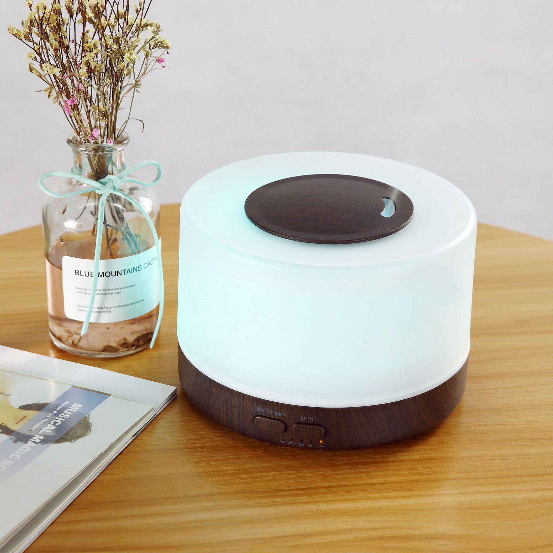 500ml Wood Grain Essential Oil Aroma Diffuser Humidifier - Remote Control Ultrasonic Cool Mist Air Purifier with Night Light, Waterless Fragrance Oil Diffuser, Home Humidifier, Anxiety & Flower Humidifier, Includes 6 Oils salt  lamp