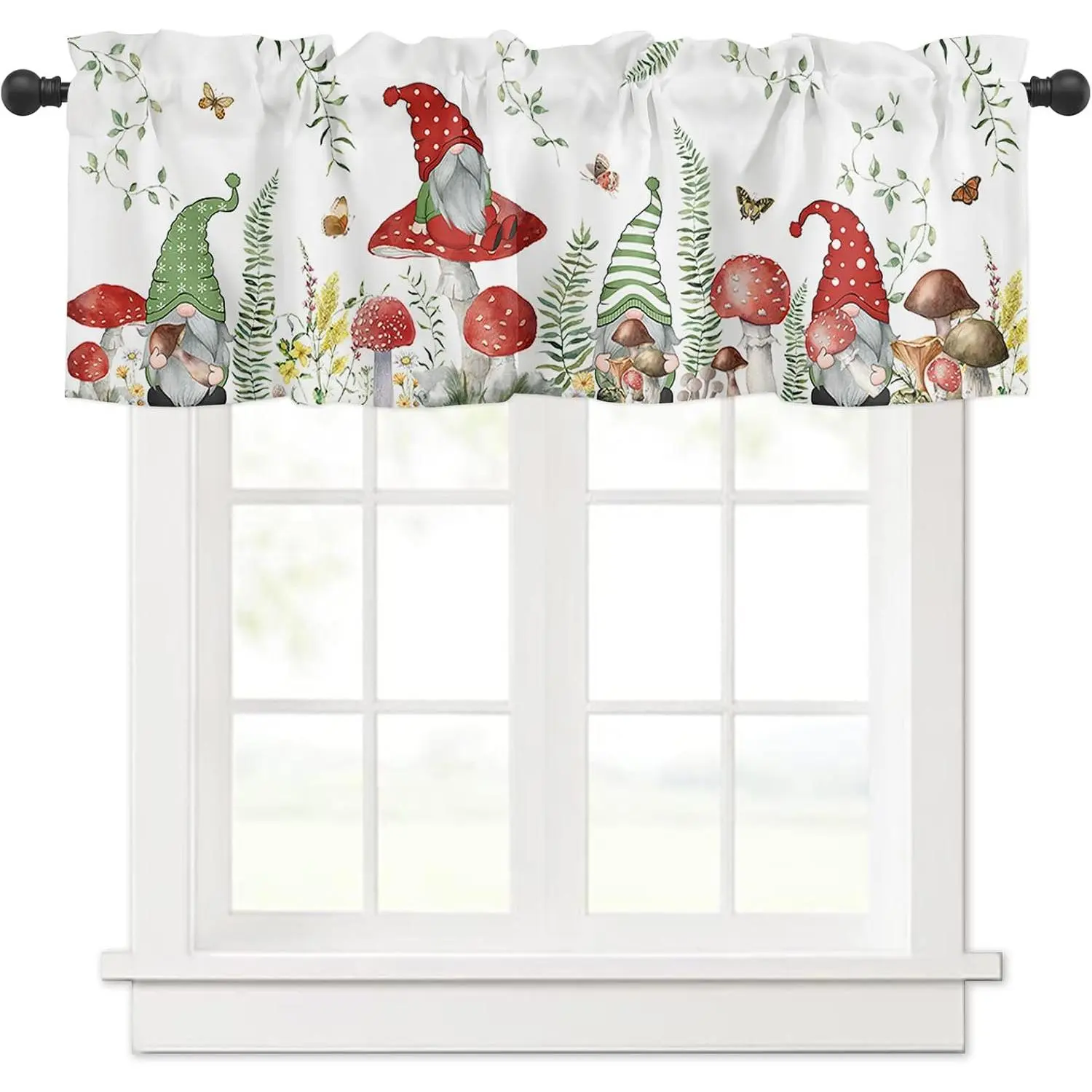 Mushroom Curtains for Bedroom Living Room Butterfly Spring  Roman Shades for Windows  Curtains & Drapes Aesthetic Valances for Kitchen Window Curtains Over Sink,54x18in, 1 Panel