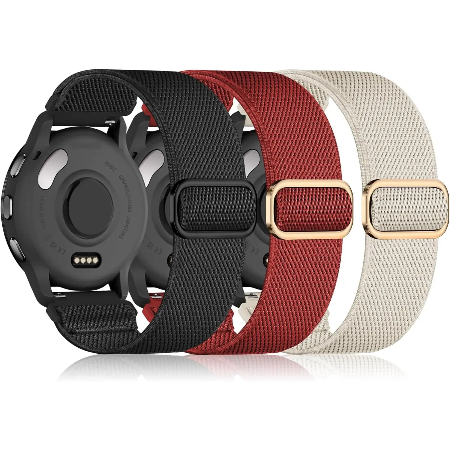 22mm Nylon  Elastic Bands Compatible with  Venu 4 45mm/Venu 3/Venu 2, 3 Pack Wristband Strap  for Amazfit Bip 5/Bip 6/GTR 4/3 Pro/3/2/2e/47mm/Forerunner 265/255/Vivoactive 4