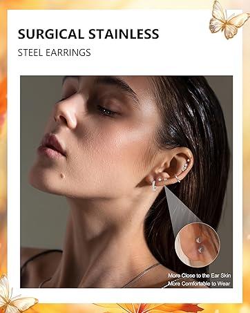 Hypoallergenic Gold Plated CZ Stud Earrings - Royal Blue Cubic Zirconia Halo for Sensitive Ears (Sterling Silver Base)accessories men and women earring stack