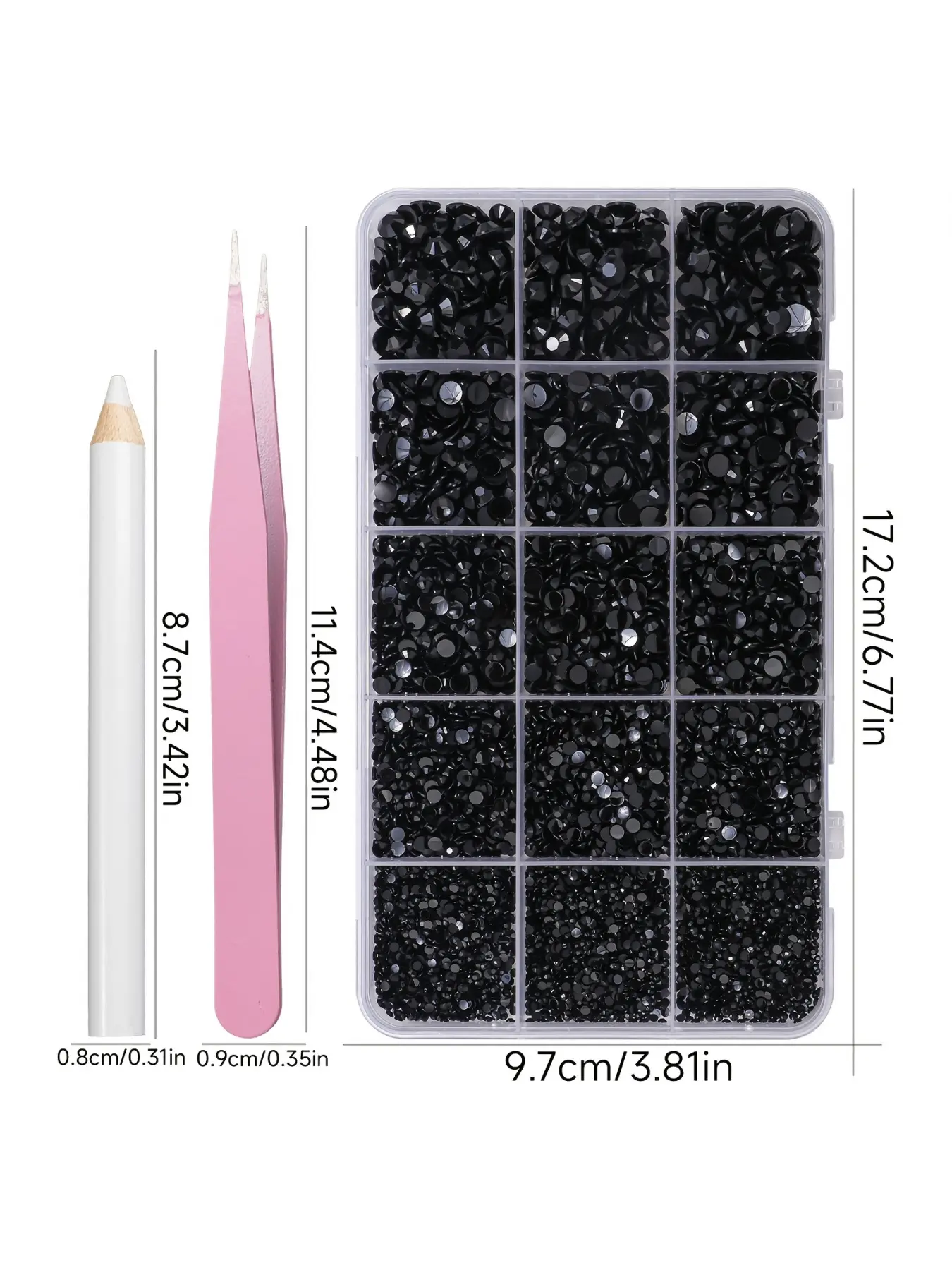 1 box of black rhinestones for embellishment, 2/3/4/5/6mm mixed size jelly embellishment resin gems, black gem embellishments, flat-back resin rhinestones for face makeup crafts and cup decoration