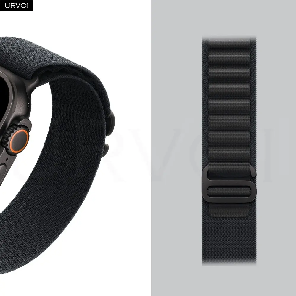 URVOI Alpine loop for Apple Watch Ultra Black 3 2 Strap series 11 10 9 87 SE G-hook closure woven polyester for iWatch 49mm
