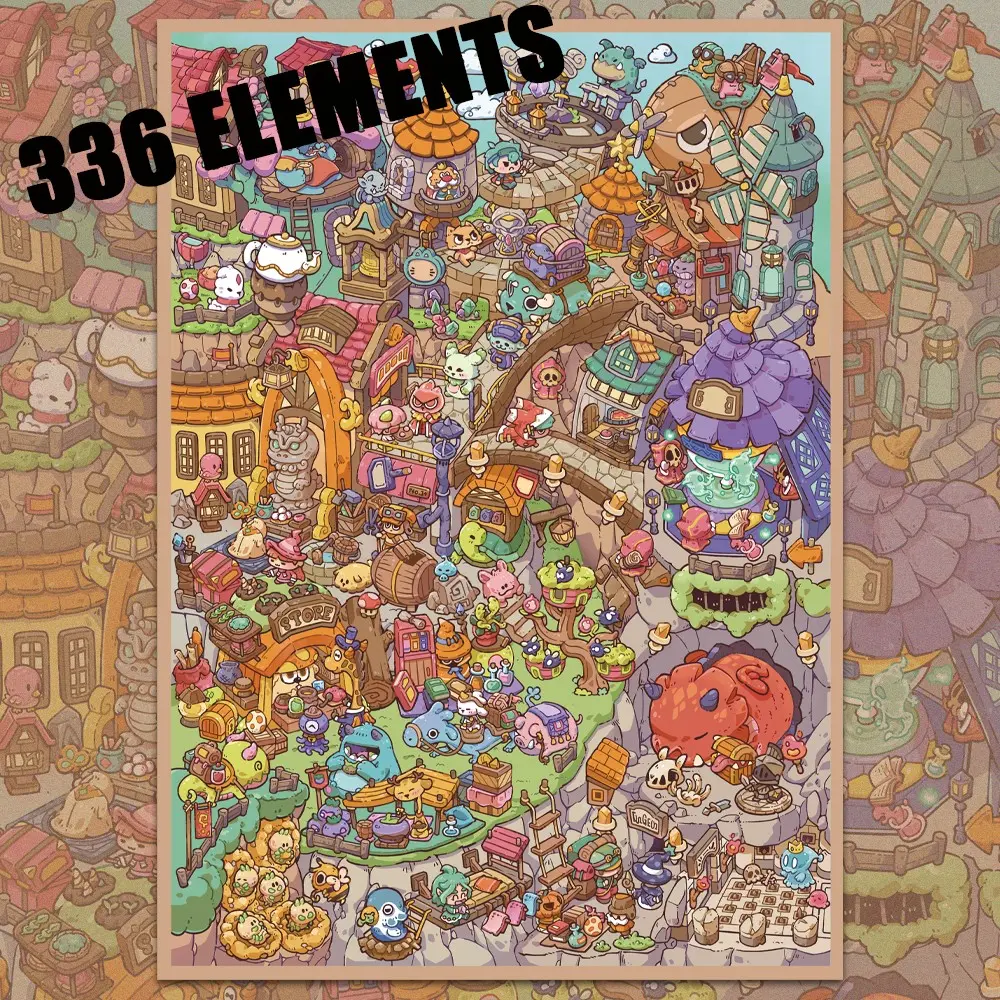 336 Elements Kawaii Cute Monster City Scenery Stickers, Illustration Stickers, Adorable Fantasy Creature Landscape Scenes Stickers, Rich Elements Craft Scene Decorative Decal Stickers for Scrapbooking, DIY Miniature Stickers for Build Your Funny World