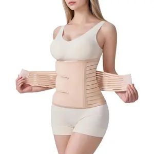 Postpartum Belly Band  Women: Adjustable Compression Wrap  Abdominal & Waist Support C-Section & Vaginal Birth Recovery Beige L