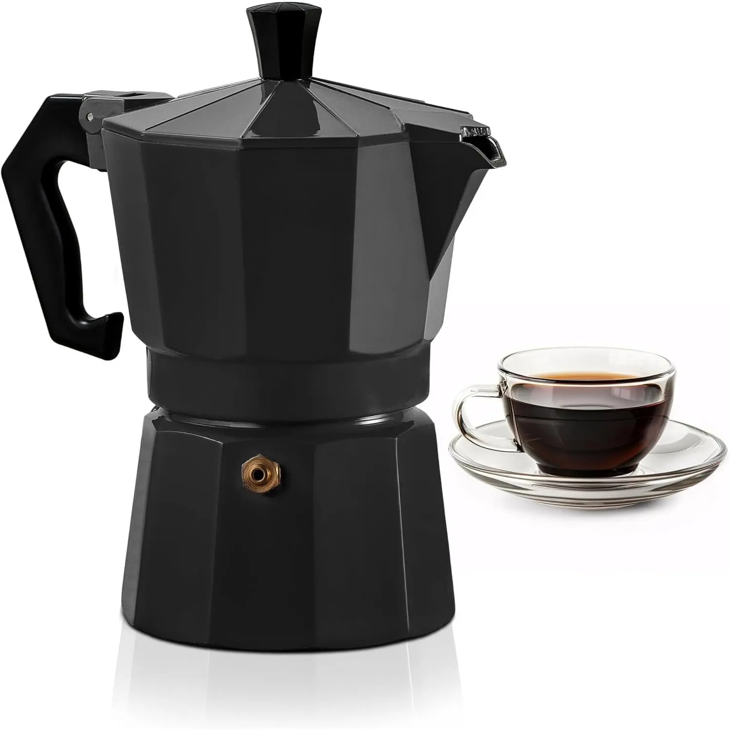 3 Cup Moka Pot Stovetop Espresso Maker, Italian Cuban Coffee Pot 5oz Aluminum Coffee Maker for Gas and Electric Stovetops, Small Design for Traditional Espresso-style Coffee at Home