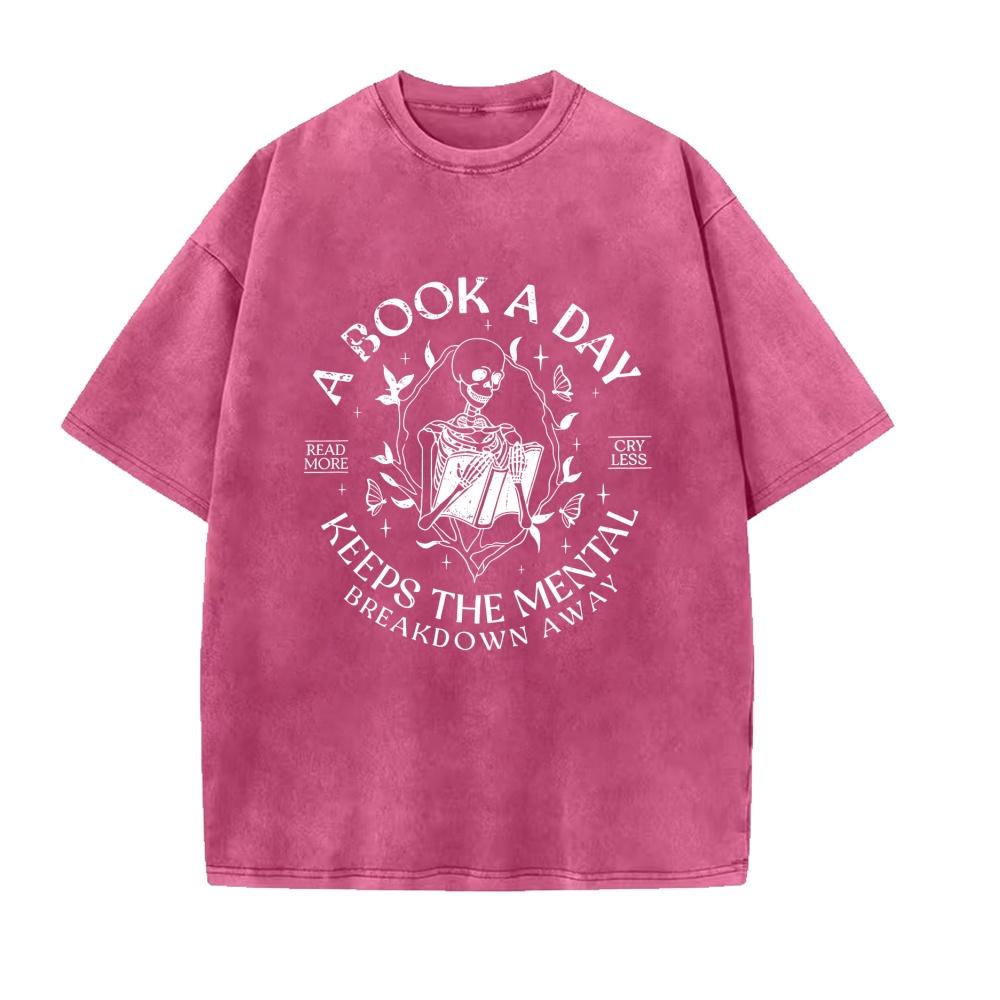 A Book A Day Keep The Mental Breakdown Away Shirt, Bookish Graphic Tee Women, Book Gift, Book Lover Gift, Reading Book T-shirt, Bookworm Gift, Book Club Tops For Women, Womenswear Fabric Comfort Chic Style