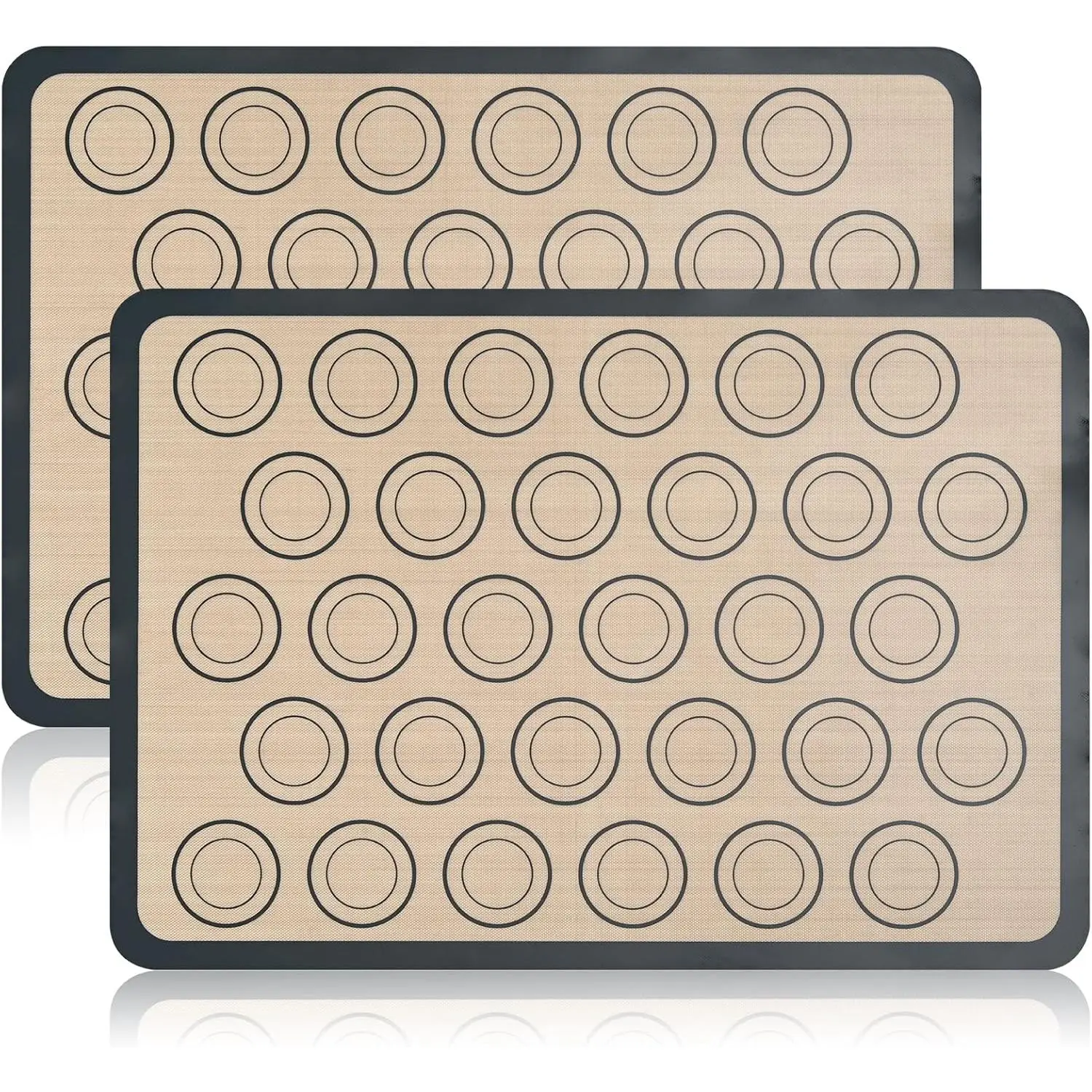 2-Pack Baking Mat with Circles – Silicone Macaron & Cookie Sheet Liners, Non-Stick BPA-Free Reusable Silicone Mats for Half Sheet Pans (16.54" x 11.62"), for Precision Baking & Candy