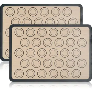 2-Pack Baking Mat with Circles – Silicone Macaron & Cookie Sheet Liners, Non-Stick BPA-Free Reusable Silicone Mats for Half Sheet Pans (16.54" x 11.62"), for Precision Baking & Candy