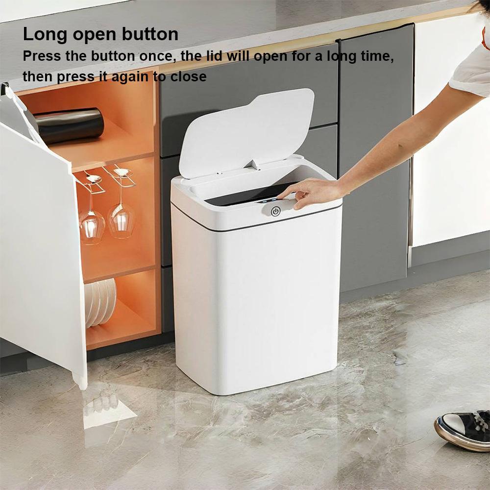 14L Compact Capacity Automatic Sensor Trash Can, Rechargeable Smart ABS Material Trash Can with 2 Counts Hook & 20pcs Garbage Bag, Suitable for Office, Home, Bedroom, Living Room, Kitchen, Bathroom