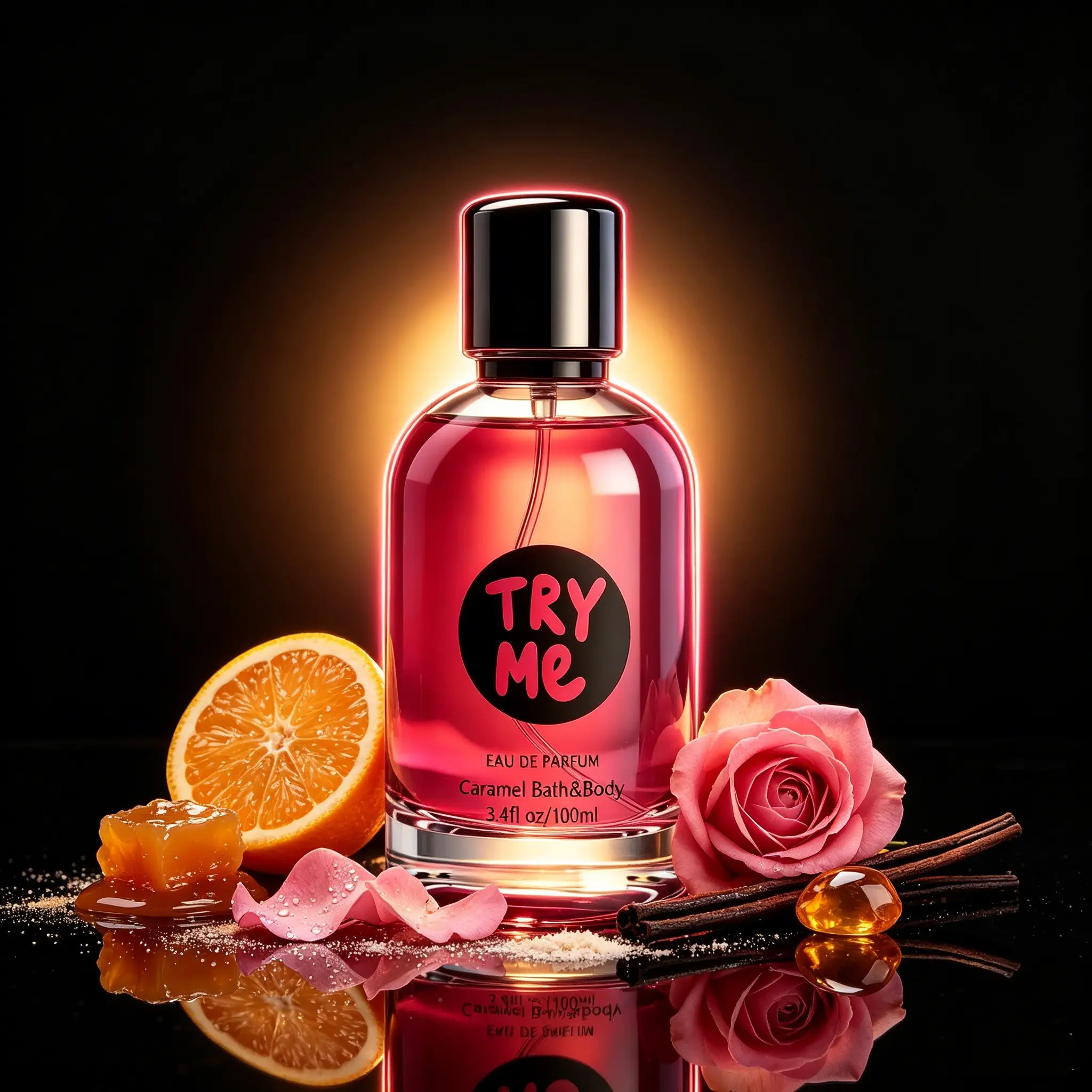 Sweet Vanilla Rose Women‘s Eau de Parfum 100ml – TRY ME, A Long-Lasting Aromatic Chic Gourmand Floral Perfume, Sweet Orange Caramel Scent, Caramel Perfumes, Floral Scents, Fine Fragrance