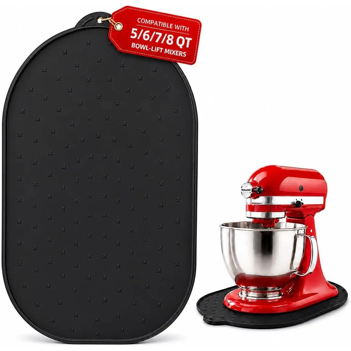 Mixer Slider Mat Compatible with  5/6/7/8 Qt Bowl-Lift Stand Mixers,  Sliding Mat for Kitchen Aid Mixer Accessories, Non-Slip Mixer Mover Pad, Countertop Protector, Black