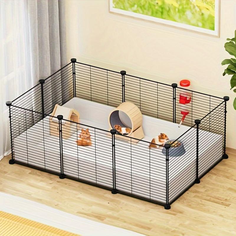 GreenScape Guinea Pig Cage, Indoor C&C Small Animal Cage with Waterproof Plastic Liner, Loft and Partition for Bunny, Chinchilla and Hamster, Habitat Fence Playpen with 25PCS Pannels