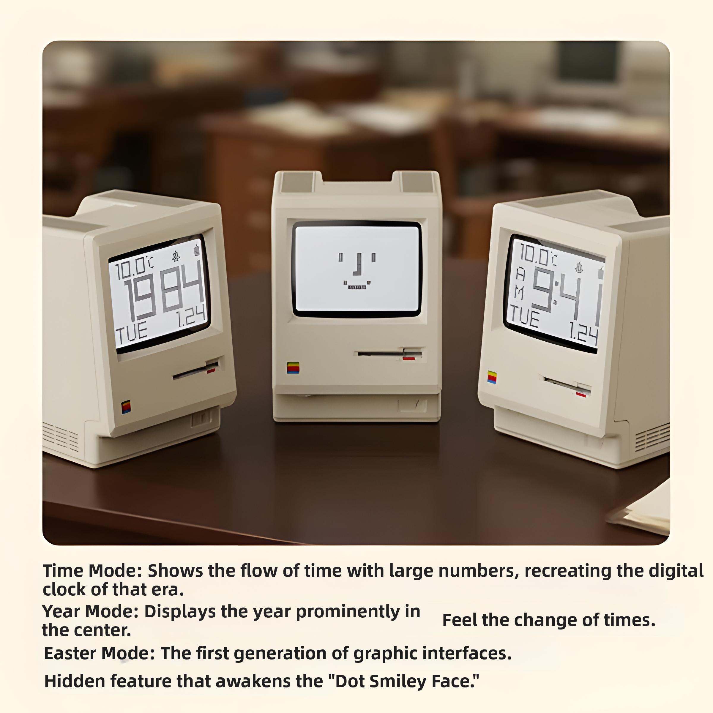 Macintosh Retro Mini Computer Desktop Clock Table Ornament Creative Gift for Boyfriend Birthday Unique Design Decor Set advent calendar 2026 usb connection adhd cleaning planner household daily schedule category sticker Funny Dumpster Fire Stress