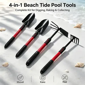 4Pcs Family Tide Pool Hunting Tools, Lightweight Anti-Slip Beach Digging Kit For Adults Kids Clamming & Shell Collecting