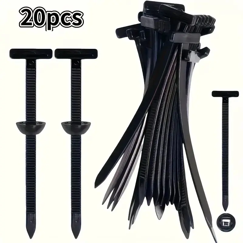 20-Pack Durable Self-Locking Nylon Zipper Tie-Downs, High-Strength UV Resistant Automotive Fasteners, Ideal for Car Repair & Home Organization