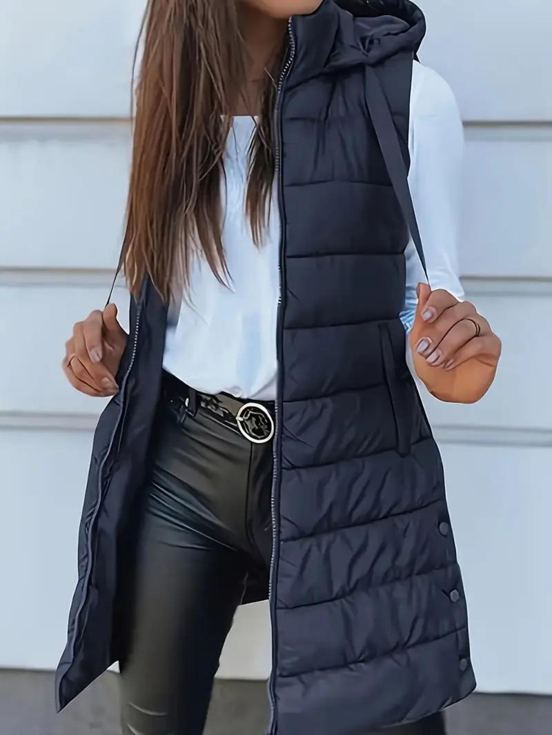 BIGWIG Solid Color Hooded Zipper Vest Jacket Women's Clothing