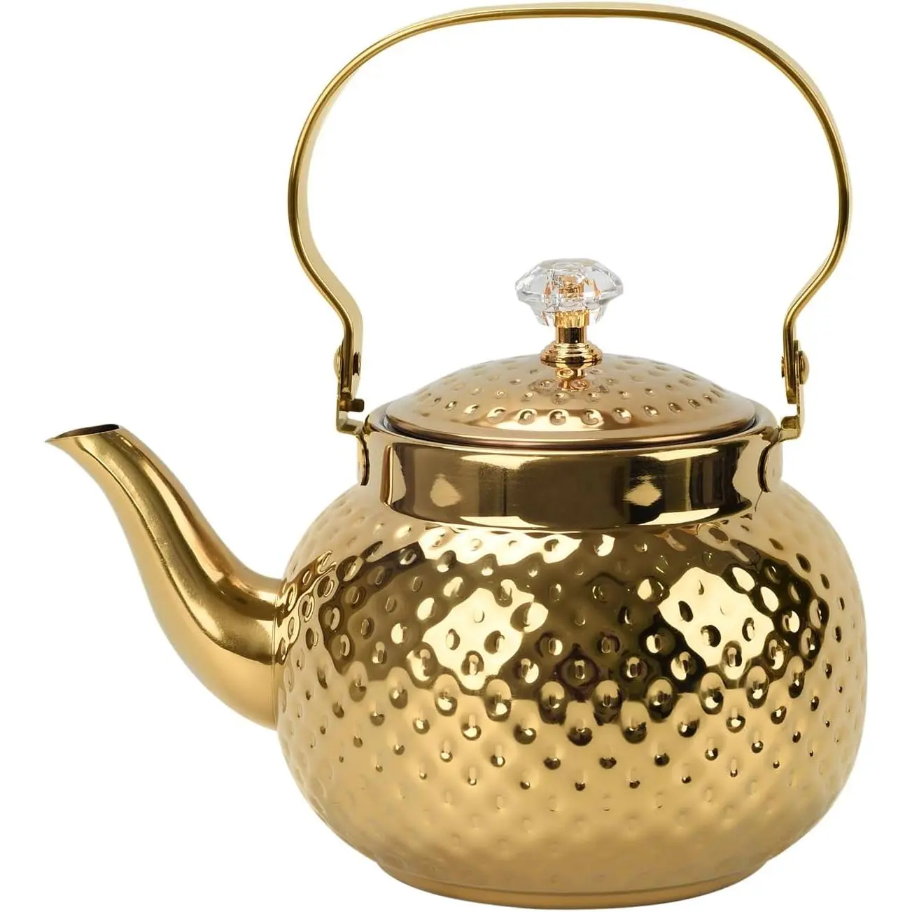 1.2L Hammered Stainless Steel Teapot With Strainer Stovetop Tea Coffee Pot For Loose Leaf Tea Milk Coffee Outdoor Travel Gift (Gold)
